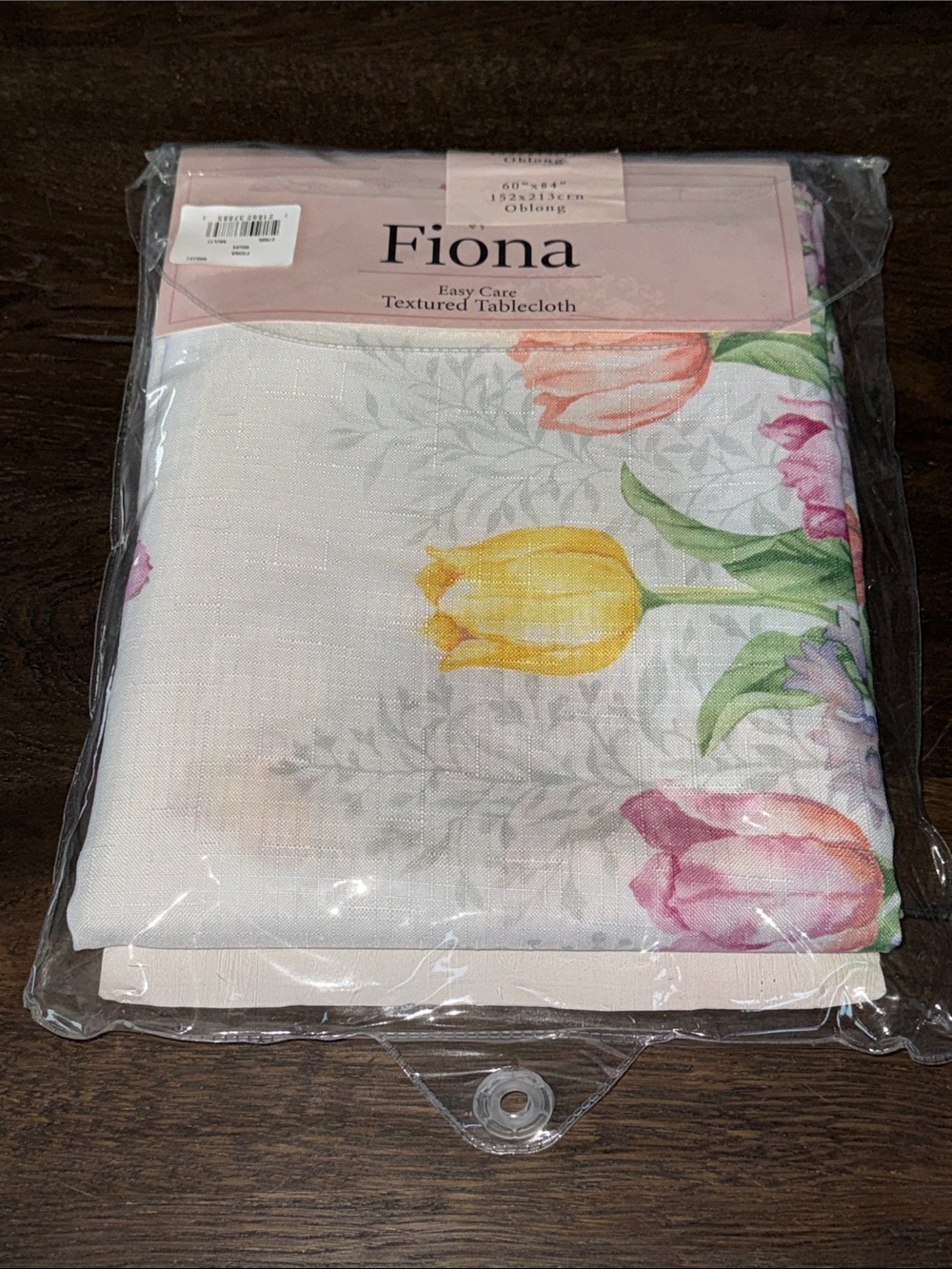 Fiona Easy Care Textured Tablecloth 60x84 Oblong Tulip Floral NIP
